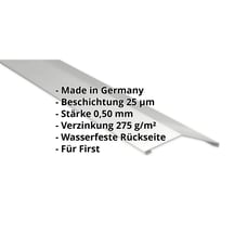 Firstblech flach | 145 x 145 mm | 150° | Stahl 0,50 mm | 25 µm Polyester | 7035 - Lichtgrau #2
