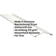Firstblech flach | 145 x 145 mm | 150° | Stahl 0,50 mm | 25 µm Polyester | 9010 - Reinweiß #2