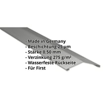 Firstblech flach | 145 x 145 mm | 150° | Stahl 0,50 mm | 25 µm Polyester | 9007 - Graualuminium #2