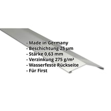 Firstblech flach | 145 x 145 mm | 150° | Stahl 0,63 mm | 25 µm Polyester | 9002 - Grauweiß #2