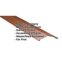 Firstblech flach | 145 x 145 mm | 150° | Stahl 0,75 mm | 25 µm Polyester | 8011 - Nussbraun #2