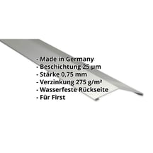 Firstblech flach | 145 x 145 mm | 150° | Stahl 0,75 mm | 25 µm Polyester | 9002 - Grauweiß #2