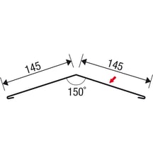 Firstblech flach | 145 x 145 mm | 150° | Stahl 0,50 mm | 60 µm Puramid | 6005 - Moosgrün #5