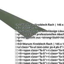 Firstblech flach | 145 x 145 mm | 150° | Stahl 0,50 mm | 80 µm Shimoco | 6020 - Chromoxidgrün #2