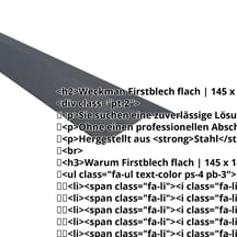 Firstblech flach | 145 x 145 mm | 150° | Stahl 0,50 mm | 80 µm Shimoco | 7016 - Anthrazitgrau #2