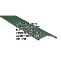 Firstblech flach | 145 x 145 mm | 150° | Aluminium 0,70 mm | 25 µm Polyester | 6005 - Moosgrün #2