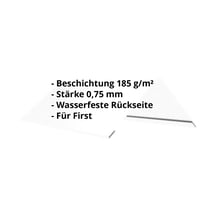 Firstblech flach | 145 x 145 x 2000 mm | 100° | Stahl 0,75 mm | Aluzink | Blank Aluminium #2