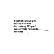 Firstblech flach | 145 x 145 x 2000 mm | 100° | Stahl 0,50 mm | 25 µm Polyester | 9010 - Reinweiß #2
