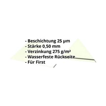 Firstblech flach | 145 x 145 x 2000 mm | 100° | Stahl 0,50 mm | 25 µm Polyester | 9002 - Grauweiß #2