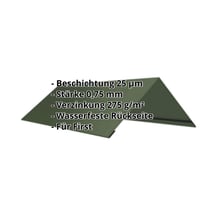 Firstblech flach | 145 x 145 x 2000 mm | 100° | Stahl 0,75 mm | 25 µm Polyester | 6020 - Chromoxidgrün #2
