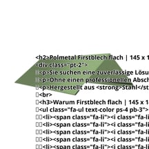 Firstblech flach | 145 x 145 x 2000 mm | 140° | Stahl 0,50 mm | 25 µm Polyester | 6011 - Resedagrün #2