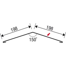 Firstblech flach | 198 x 198 mm | 150° | Stahl 0,50 mm | 25 µm Polyester | 3005 - Weinrot #5