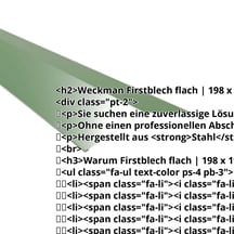 Firstblech flach | 198 x 198 mm | 150° | Stahl 0,50 mm | 25 µm Polyester | 6002 - Laubgrün #2