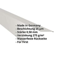 Firstblech flach | 198 x 198 mm | 150° | Stahl 0,50 mm | 25 µm Polyester | 7035 - Lichtgrau #2