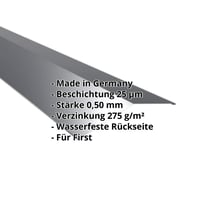 Firstblech flach | 198 x 198 mm | 150° | Stahl 0,50 mm | 25 µm Polyester | 7016 - Anthrazitgrau #2