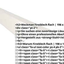 Firstblech flach | 198 x 198 mm | 150° | Stahl 0,50 mm | 25 µm Polyester | 9010 - Reinweiß #2