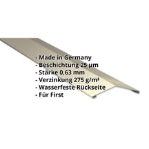 Firstblech flach | 198 x 198 mm | 150° | Stahl 0,63 mm | 25 µm Polyester | 1015 - Hellelfenbein #2