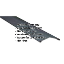 Firstblech flach | 198 x 198 mm | 150° | Stahl 0,63 mm | 25 µm Polyester | 7016 - Anthrazitgrau #2