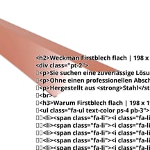 Firstblech flach | 198 x 198 mm | 150° | Stahl 0,63 mm | 25 µm Polyester | 8004 - Kupferbraun #2