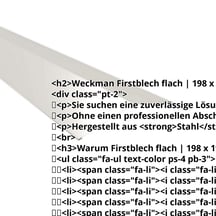 Firstblech flach | 198 x 198 mm | 150° | Stahl 0,63 mm | 25 µm Polyester | 9002 - Grauweiß #2