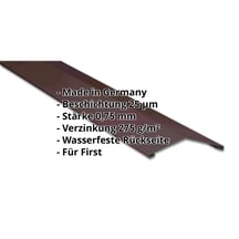 Firstblech flach | 198 x 198 mm | 150° | Stahl 0,75 mm | 25 µm Polyester | 8017 - Schokoladenbraun #2