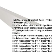 Firstblech flach | 198 x 198 mm | 150° | Stahl 0,75 mm | 25 µm Polyester | 9006 - Weißaluminium #2