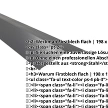 Firstblech flach | 198 x 198 mm | 150° | Stahl 0,50 mm | 35 µm Mattpolyester | 23 - Dunkelgrau #2