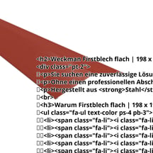 Firstblech flach | 198 x 198 mm | 150° | Stahl 0,50 mm | 35 µm Mattpolyester | 29 - Rot #2