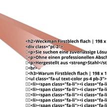 Firstblech flach | 198 x 198 mm | 150° | Stahl 0,50 mm | 60 µm TTHD | 8004 - Kupferbraun #2