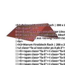Firstblech flach | 200 x 200 x 2000 mm | 140° | Stahl 0,50 mm | 50 µm PURMAT® | 028 - Kirschrot #2