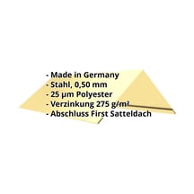 Firstblech flach | 200 x 200 x 2000 mm | 140° | Stahl 0,50 mm | 25 µm Polyester | 1015 - Hellelfenbein #2