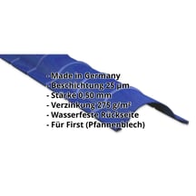 Firstblech halbrund | 1,86 m | Stahl 0,50 mm | 25 µm Polyester | 5010 - Enzianblau #2