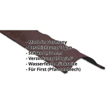 Firstblech halbrund | 1,86 m | Stahl 0,50 mm | 25 µm Polyester | 8014 - Sepiabraun #2
