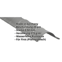 Firstblech halbrund | 1,86 m | Stahl 0,50 mm | 25 µm Polyester | 9007 - Graualuminium #2