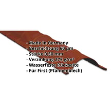Firstblech halbrund | 1,86 m | Stahl 0,50 mm | 60 µm TTHD | 8012 - Rotbraun #2