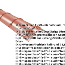 Firstblech halbrund | 1,86 m | Stahl 0,50 mm | 60 µm TTHD | 8004 - Kupferbraun #2