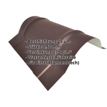 Firstblech halbrund groß | 1,960 m | Stahl 0,50 mm | 25 µm Polyester | 8017 - Schokoladenbraun #2