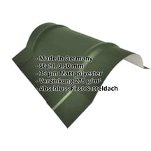 Firstblech halbrund klein | 1,965 m | Stahl 0,50 mm | 35 µm Mattpolyester | 011 - Grün #2