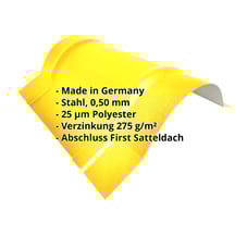 Firstblech halbrund klein | 1,965 m | Stahl 0,50 mm | 25 µm Polyester | 1021 - Rapsgelb #2