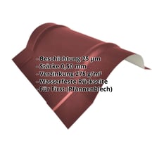 Firstblech halbrund klein | 1,965 m | Stahl 0,50 mm | 25 µm Polyester | 8012 - Rotbraun #2