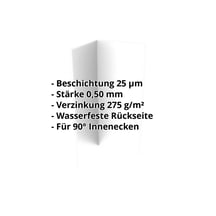 Innenecke | 100 x 100 x 2000 mm | Stahl 0,50 mm | 25 µm Polyester | 7035 - Lichtgrau #2