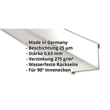 Innenecke | 115 x 115 x 2000 mm | Stahl 0,63 mm | 25 µm Polyester | 9010 - Reinweiß #2