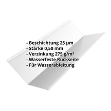 Kehlblech | 195 x 195 x 2000 mm | Stahl 0,50 mm | 25 µm Polyester | 7035 - Lichtgrau #2