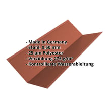 Kehlblech | 195 x 195 x 2000 mm | Stahl 0,50 mm | 25 µm Polyester | 8004 - Kupferbraun #2