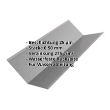 Kehlblech | 195 x 195 x 2000 mm | Stahl 0,50 mm | 25 µm Polyester | 9007 - Graualuminium #2