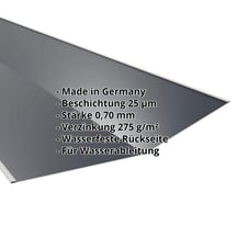 Kehlblech | 490 x 490 mm | Aluminium 0,70 mm | 25 µm Polyester | 7016 - Anthrazitgrau #2