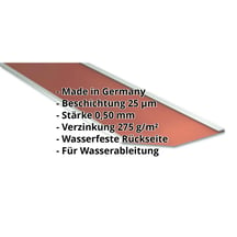Kehlblech | 490 x 490 x 2000 mm | Stahl 0,50 mm | 25 µm Polyester | 8004 - Kupferbraun #2