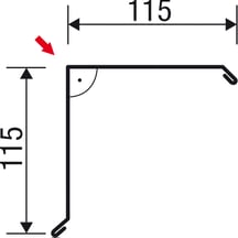 Ortgangwinkel | 11,5 x 11,5 cm | Stahl 0,75 mm | 25 µm Polyester | 9006 - Weißaluminium #5