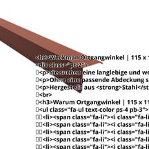 Ortgangwinkel | 115 x 115 mm | Stahl 0,50 mm | 80 µm Shimoco | 8004 - Kupferbraun #2