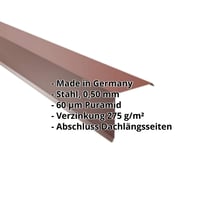 Ortgangwinkel | 150 x 150 mm | Stahl 0,50 mm | 60 µm Puramid | 8012 - Rotbraun #2